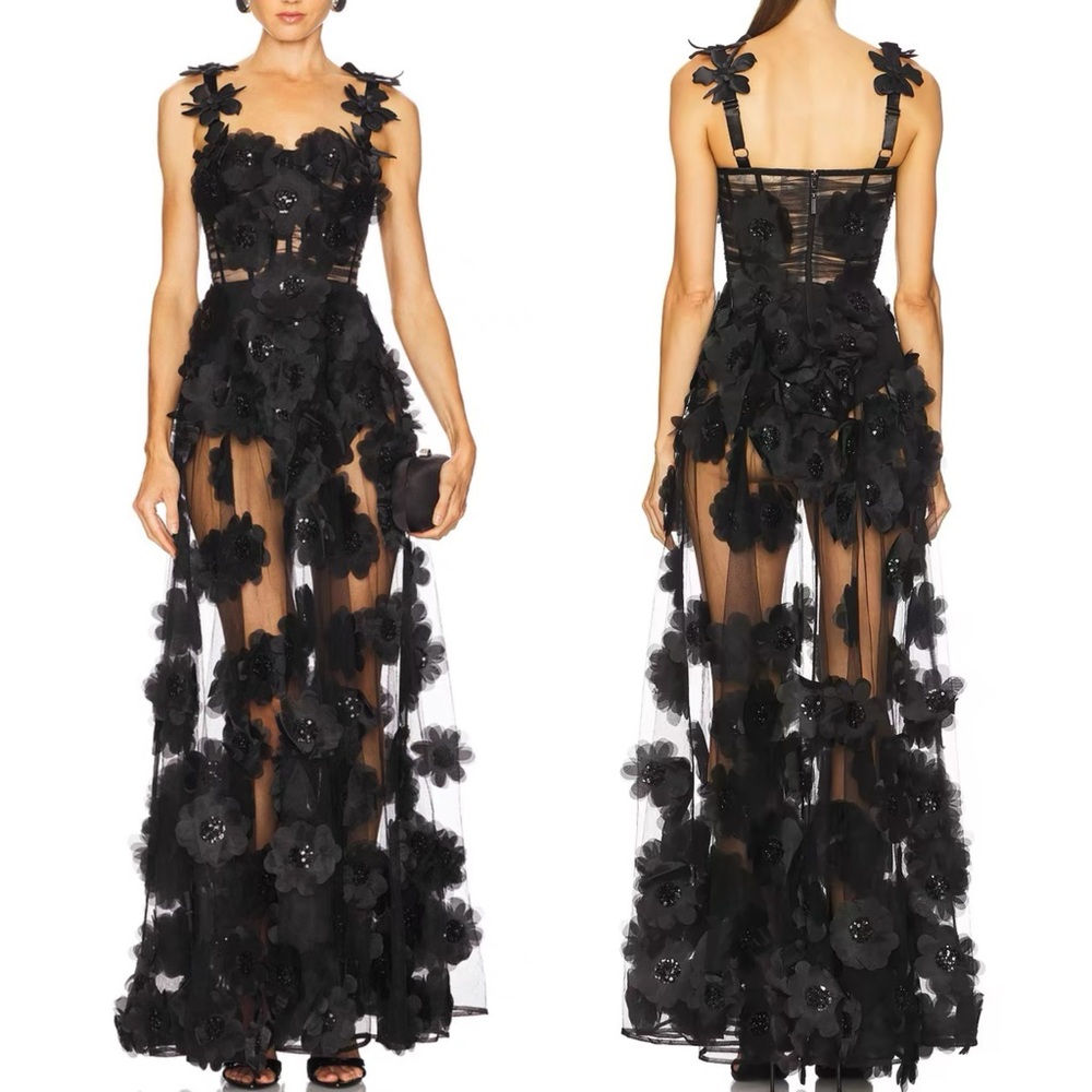 Bronx Banco Rosalie Noir Maxi Dress in Black